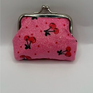 Cherry Print Pink Coin Purse